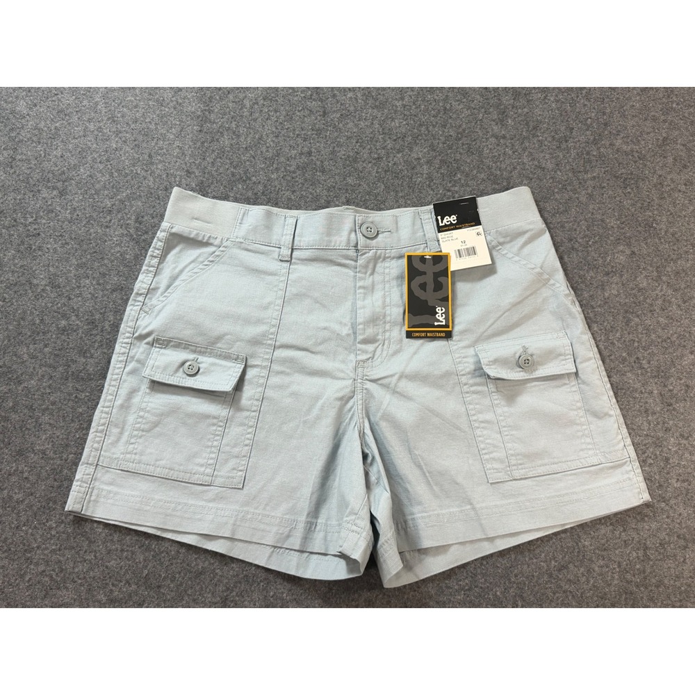 Lee 5" Short Women 12 Slate Blue New Comfort Waistband Mid Rise Cargo